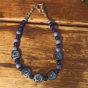 Blue spiral necklace